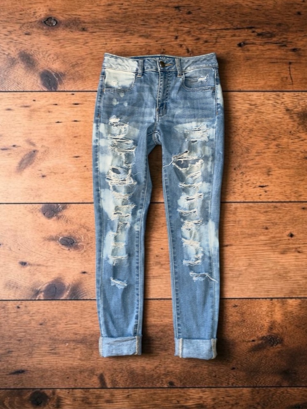 American Eagle High Rise Jegging Distressed Jeans Sz 2R (25”x29.5”)